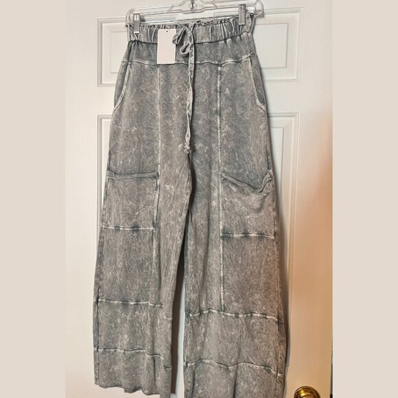 NWT - J. Her: BEST Mineral Wash Wide Leg Cropped Pants [Silver Grey] - Picture 4 of 4
